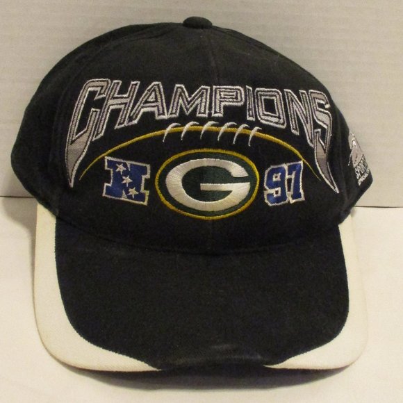 Vintage 1997 Green Bay Packers NFC Champions Sports  NFL Pro Line Vintage 1997 Packers Black Green White Snapback Championship Hat
